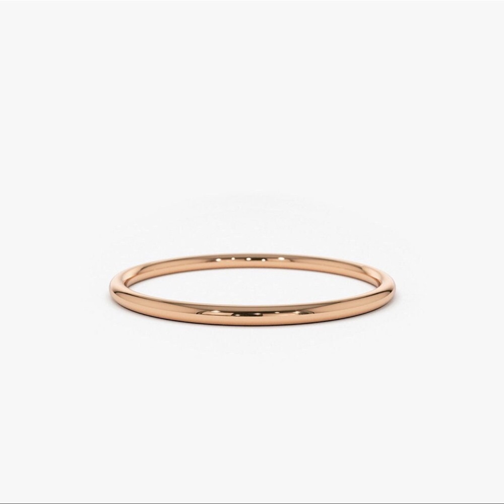 14K Solid Rose Gold 1 MM Wedding Band Dainty Stacking Delicate Simple Minimal